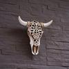 Yousheng Retro Bull Skull Ornament Resin 3D Hollow Bull Skull Wall Sculpture Longhorn Cow Head Wall Art Decor for Living Room