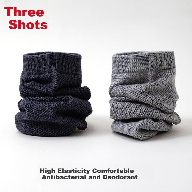 THREEGUN [Touch Series] Men's Socks, Pure Cotton 100%, Odor-Resistant, Wear-Resistant Socks for Men, Mesh Short Socks, 10A