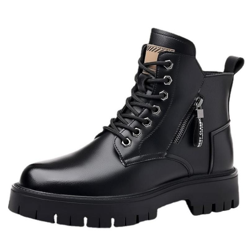 Осенне-зимние классические теплые зимние ботинки мужские рабочие ботинки с толстой подошвой и нескользящей подошвой мужская повседневная обувь для отдыха на открытом воздухе кожаные туфли с большим носком