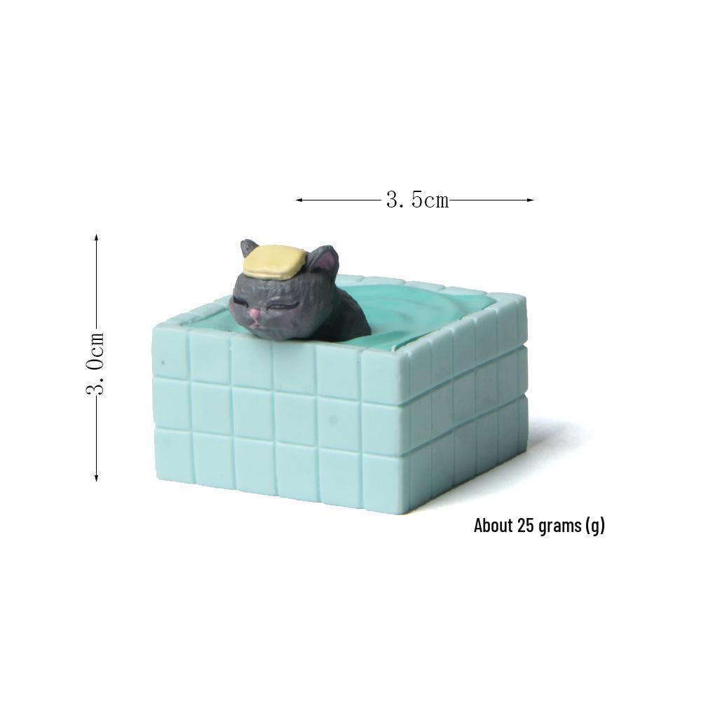 Creative Cat Meow Bath Bomb Set with Blue Tub and Hand-Painted Figurines for Micro Landscape Gardening