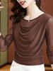 Chic Mesh Layered Long-Sleeve Tops for Women - Spring & Autumn Collection