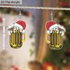 2D Плоские Акриловые Милые Серьги-Подвески в виде Рождественской Шапки и Пива, Праздничный Подарок для Женщин, Идеально Подходят в качестве Ювелирных Украшений для Праздничной Вечеринки.