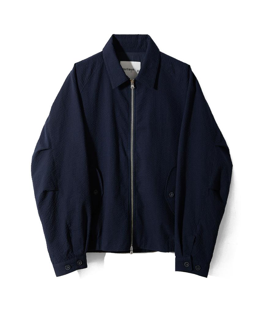 Horlisun Visitor Harrington Seersucker Jacket Navy