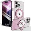 Защитный чехол - BOOLING - для iPhone 16 Pro - Розовый - Блестящий - Вращающаяся подставка