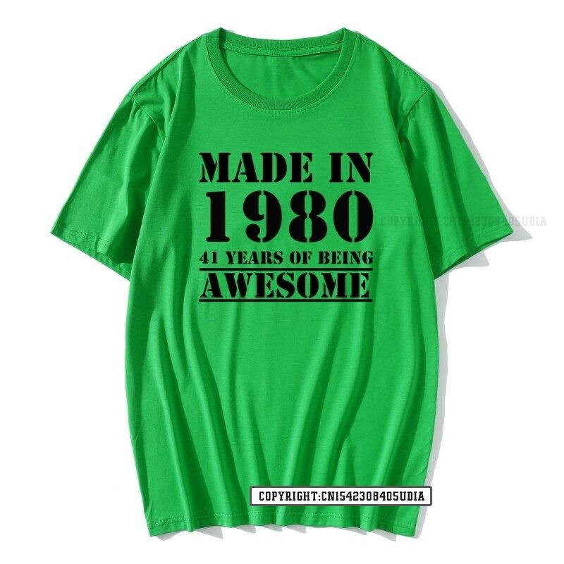Funny Made In 1980 41 Years Of Being Awesome Birthday Print TShirt Cotton T Shirts Men Slim Fit Fashionable Tops Shirt