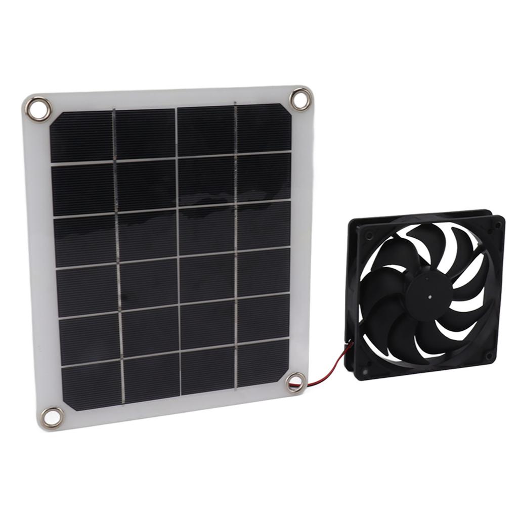 10W Solar Panel Exhaust Fan Waterproof Solar Powered Attic Ventilator for Pet House RV Greenhouse