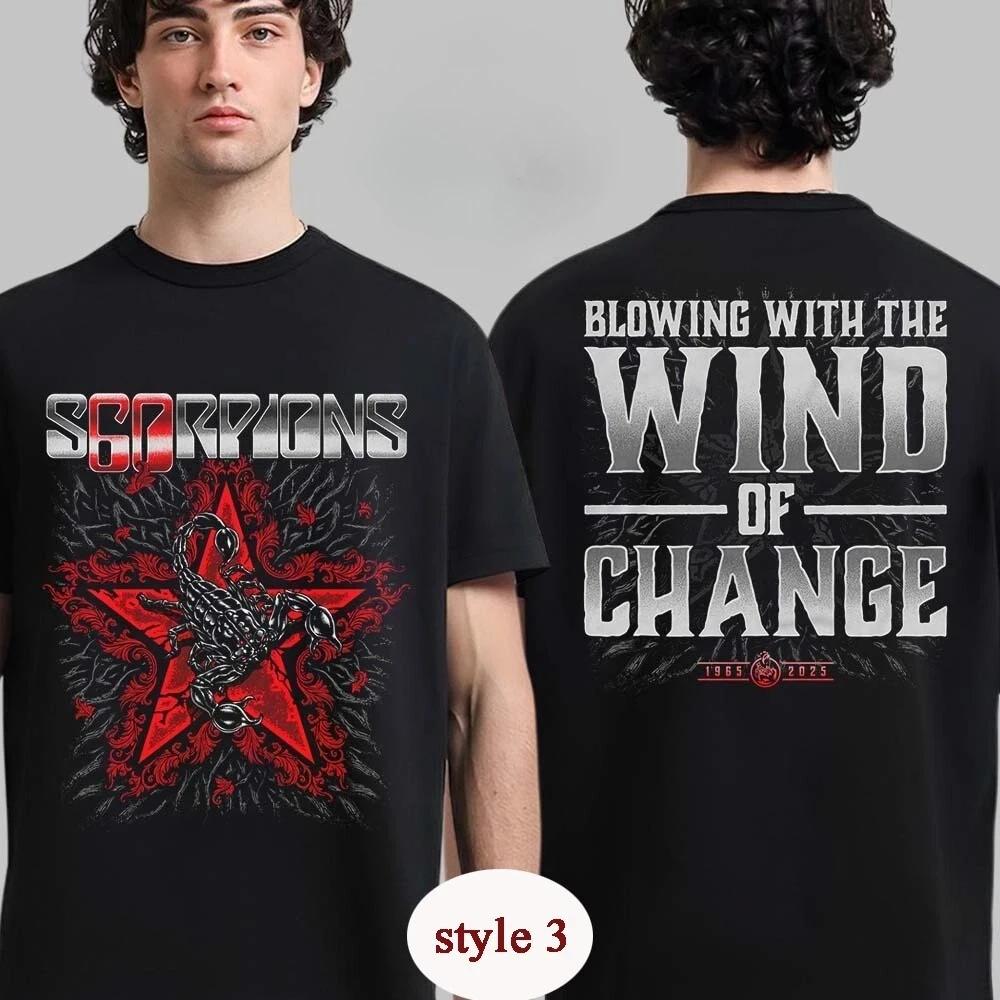 Горячий Scorpions 60 лет Scorpions Европейский тур Blowing with The Wind Футболка Мужская Женская Свободная Повседневная Оверсайз Топ Уличная Мода Y2k Мода Летняя Новая Футболка