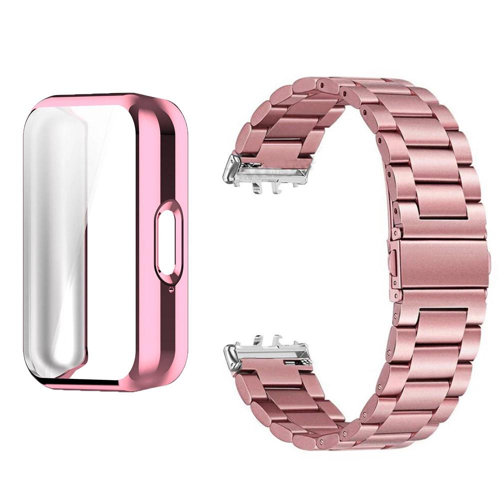 Case+Stainless Steel Strap For Samsung Galaxy Fit 3 Full Protective Screen Case For Samsung Galaxy Fit 3 Metal Band Accessories