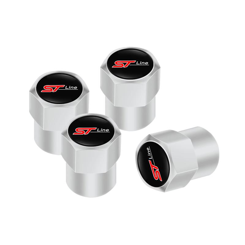 4Pcs Metal Bolt-in Wheel Tire Valve Caps Car Emblem Dust Acces For Ford ST Line Focus Mustang Fiesta Puma Ranger Kuga MK7 MAX knsh65