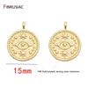 2020 new greek eye charms high quality copper metal gold plated round commemorative coin pendant charm for diy make jewelry