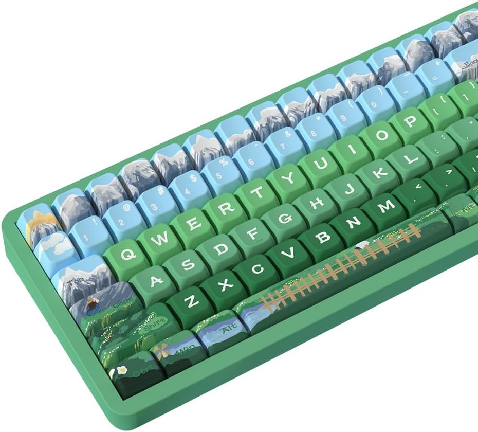 Тематические колпачки для клавиш 158 колпачков для клавиш из ПБТ. Набор специальных колпачков для клавиш MDA подходит для переключателей Cherry MX 61/87/104/108 и других механических клавиатур. (клубника)