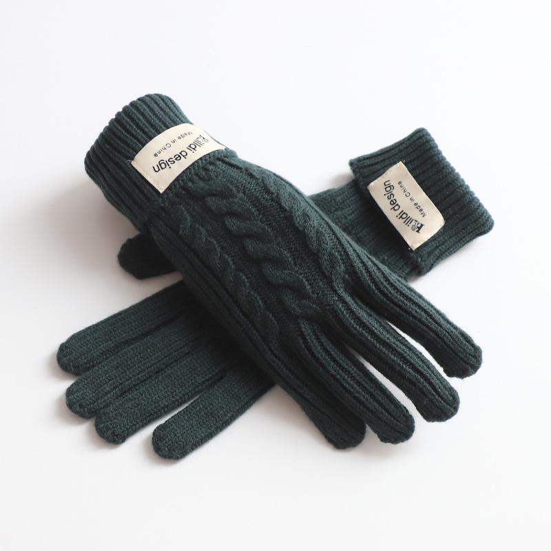 Wool Knitted Balaclava with Neck Scarf Integrated Hat Gloves Autumn and Winter Neck Protection Fashionable Red