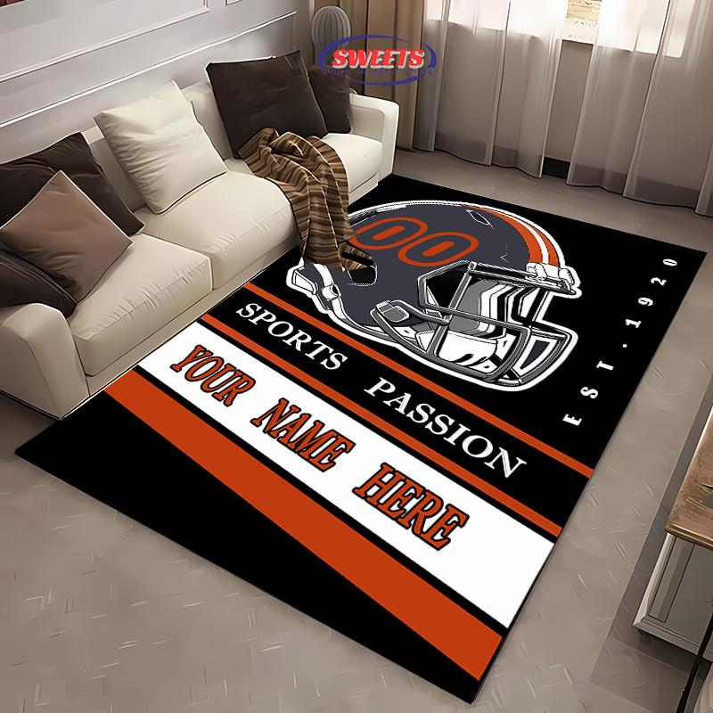 1 шт. Ковер на заказ для спальни, Персонализированные ковры с вашим именем и номером, Ковер с футбольным дизайном на заказ, Подарки для мужчин, фанатов, женщин, детей