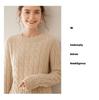 Women's Retro Cable Knit Cashmere Pullover - Soft, Skin-Friendly, Long-Sleeved, Round Neck Base Layer.