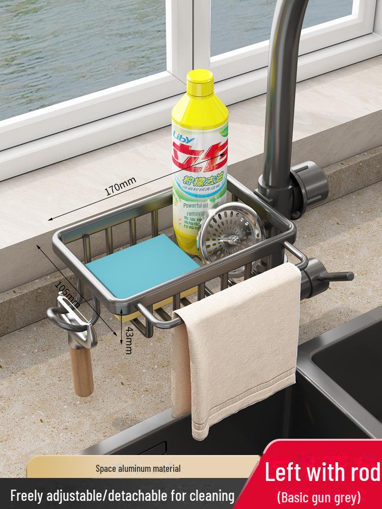 Kitchen Sink Drain Basket and Storage Rack for Dishwashing Essentials
