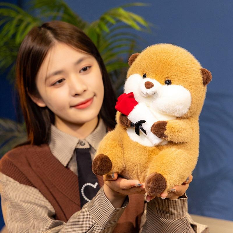 Rose Capybara Doll Plush Toy Small Capybara Doll Girl Soothing Ragdoll Valentine's Day Gift