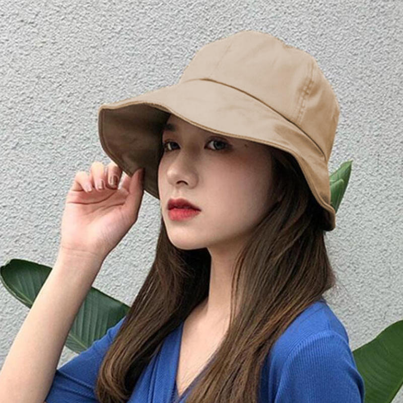 Japanese Style Summer Women Sunhat Fisherman Hat Solid Color Simple Outdoor Beach Adjustable Sun Visor Hats Ponytail Bucket Hat