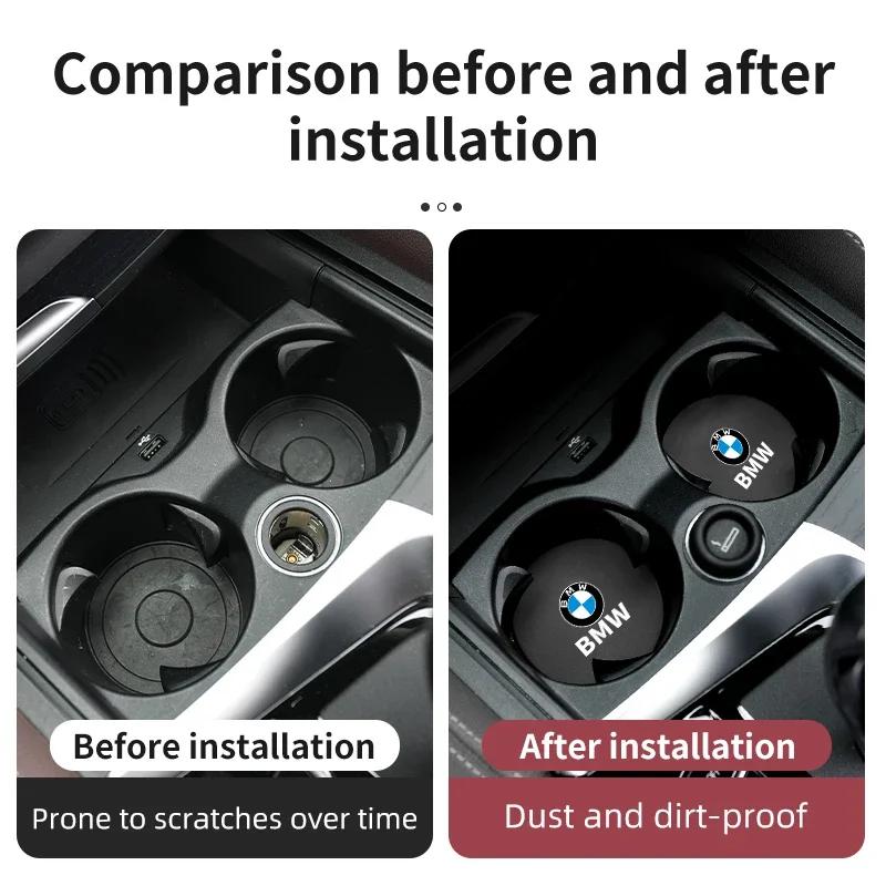 Car Sticker 2025 Hot 2pcs Car Water Coaster Leather Anti-slip Mats Shock Cup Holder Pads For BMW E46 E90 E60 F10 E39 F30 E36 F20