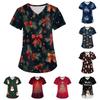 Женская модная футболка с короткими рукавами и v-образным вырезом с принтом, маленькая рабочая футболка с карманами