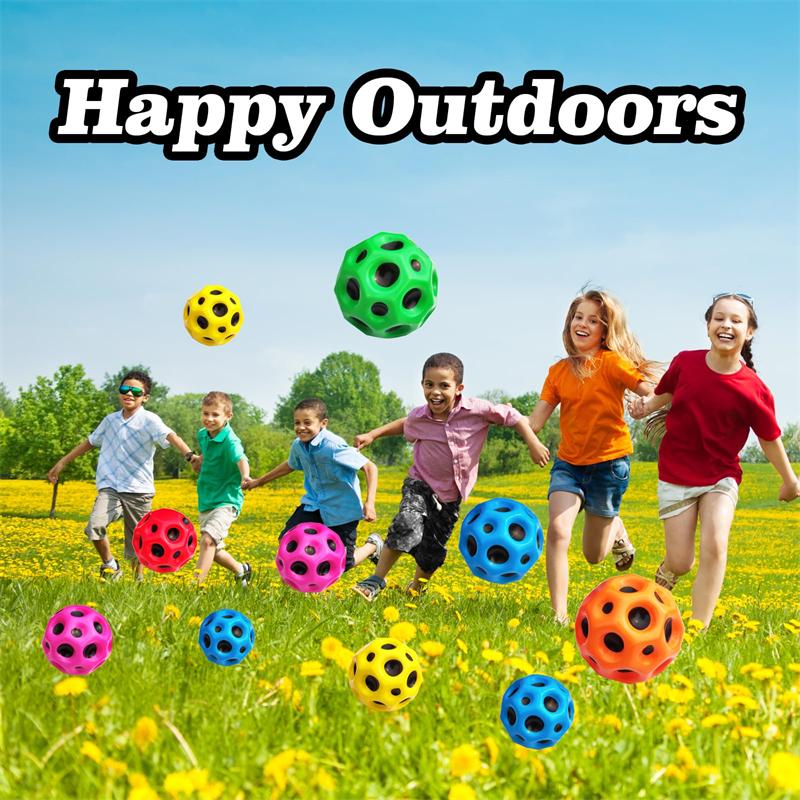 Полезный мяч с отверстиями, детские игрушки, мягкие, против падения, в форме луны, резиновый, очень высокий, прыгающий мяч, детские игры на открытом воздухе, спортивные игрушки, мячи