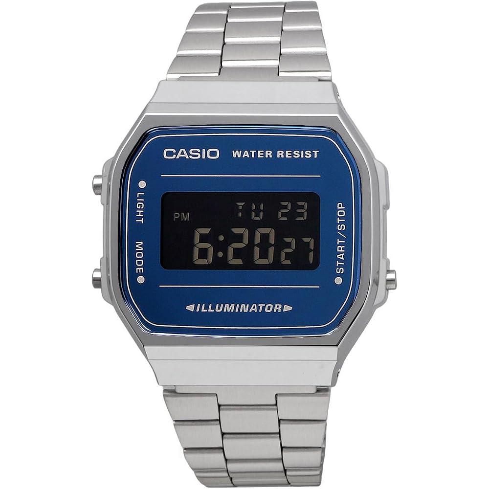 Casio CASIO Цифровые часы Стандартные A168WEM-2B Мужские, Женские, Детские Серебристый x Темно-синий Черный Инвертированный ЖК-дисплей Модель для зарубежья [Параллельный импорт]
