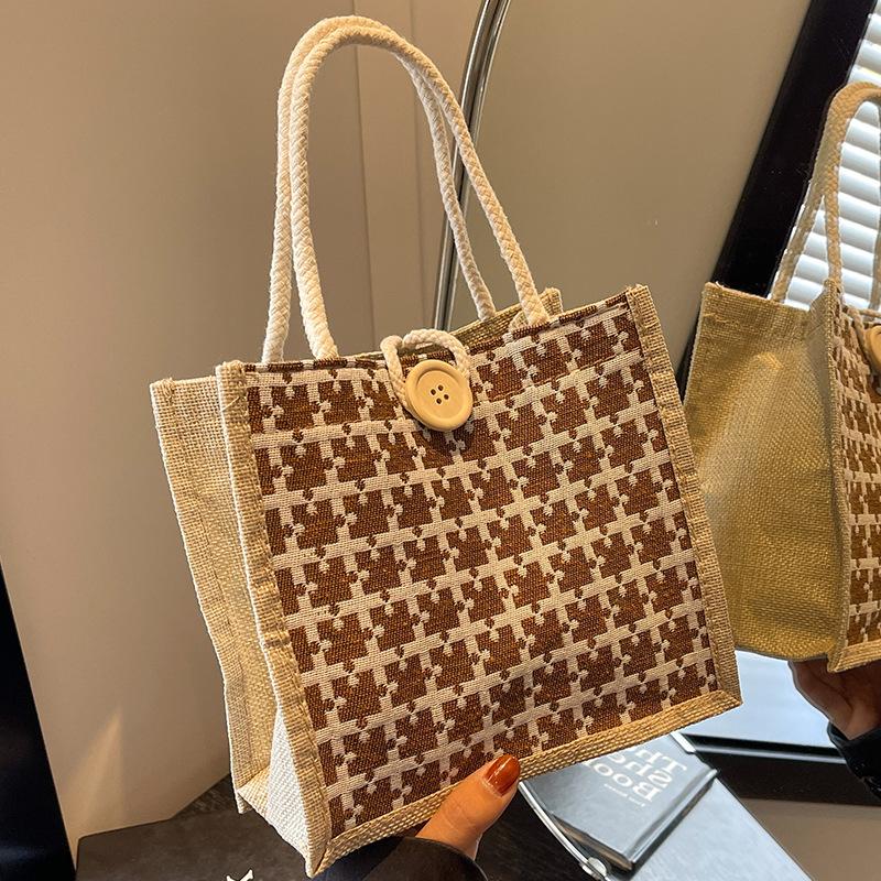 Новая летняя льняная сумка для женщин на работу и переноску ланч-бокса для модных льняных сумок