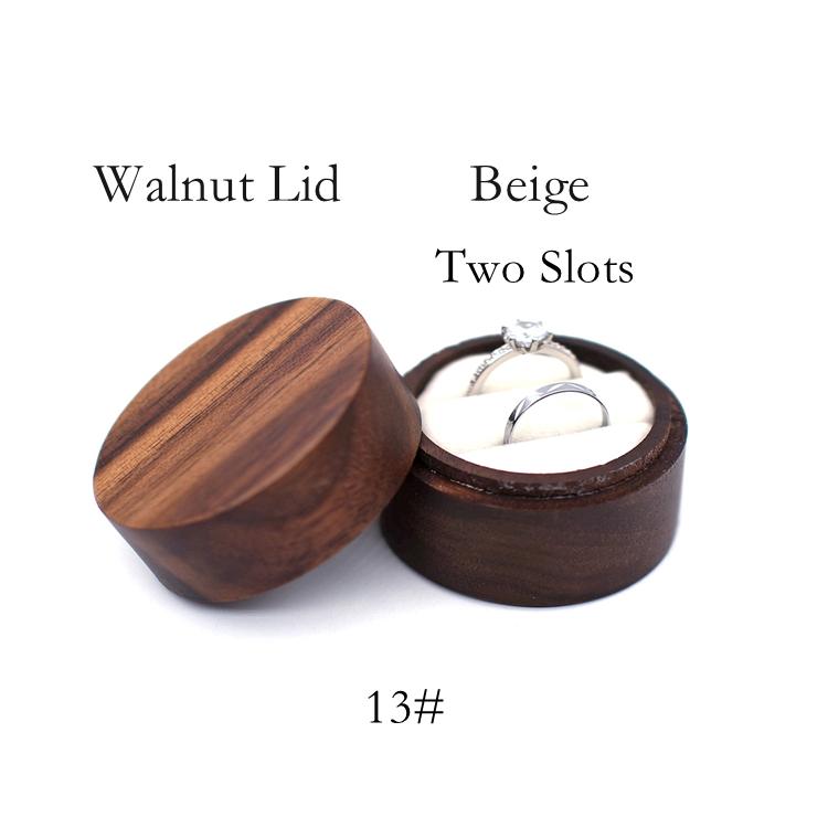 Luxury Small Jewelry Gift Packaging Round Wooden Wedding Ring Box with Window