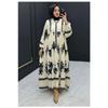Viscose Fabric Loose Fit Cream Hijab Dress Ethnic Patterned