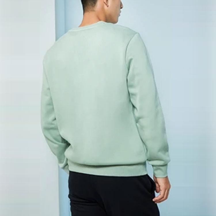 Li Ning Wade Series с логотипом и принтом на плюшевой подкладке, теплая светоотражающая толстовка с круглым вырезом, мужская толстовка, зеленая, AWDR839-4