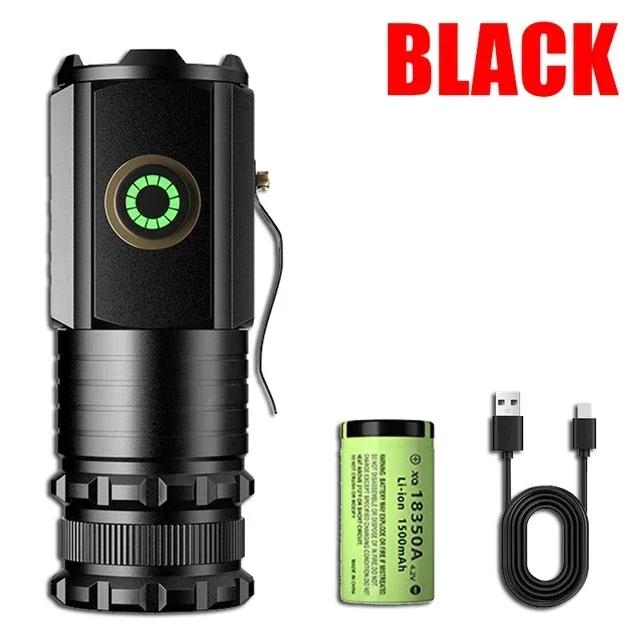 Powerful 2000LM EDC Flashlight Type-c Rechargeable Portable LED Torch RGB Side Lamp with Tail Magnet For Camping Hiking Lantern