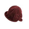 Women S Corduroy Bow Decorated Fisherman Hat Solid Color For Large Head