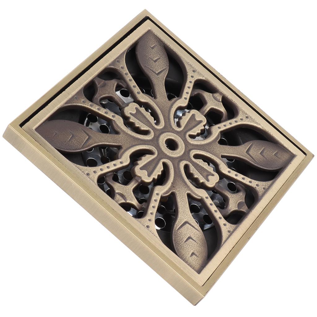 10x10cm Floor Drain Antique Copper Deodorant Shower Drain for Home Hotel Bathroom Toilet