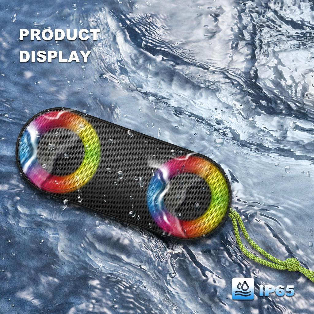TOPROAD Водонепроницаемые Bluetooth-колонки IP65 Портативные беспроводные стерео бас-бумбокс сабвуфер Поддержка колонки FM-радио светодиодные RGB-подсветки