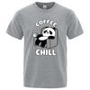 Coffee And Chill Kawaii Panda Clothes Men Oversized Tshirts Breathable Summer T-Shirts Cotton Streetwear Tops