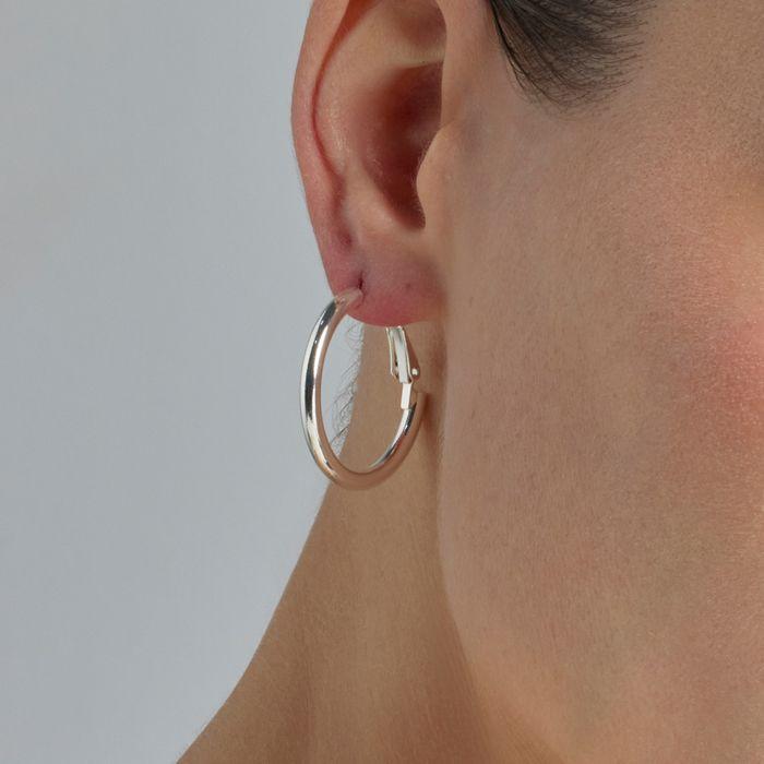 Boucles d'oreilles - LUXENTER - Sadro - Créole - Plaqué rhodium - Ø 30 mm