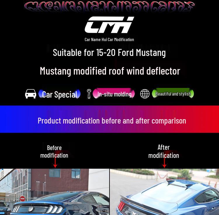 Ford Mustang 2015-2023 Carbon Fiber Roof Fin Antenna Spoiler