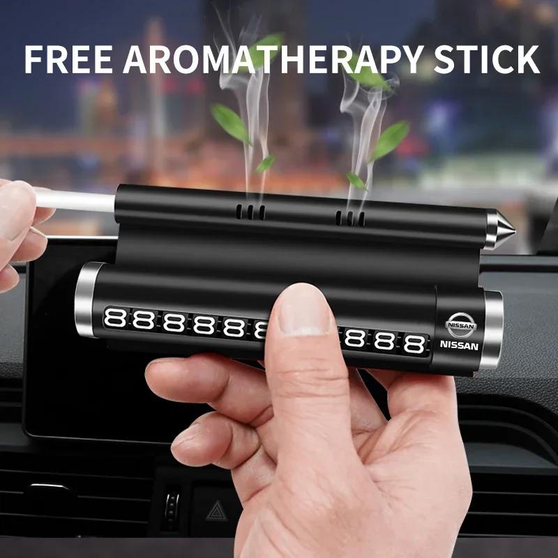 Металлическая временная парковочная карта для автомобиля Поворотная табличка с номером телефона Алюминиевые наклейки Для Nissan Nismo Micra Qashqai Altima Maxima Sentra