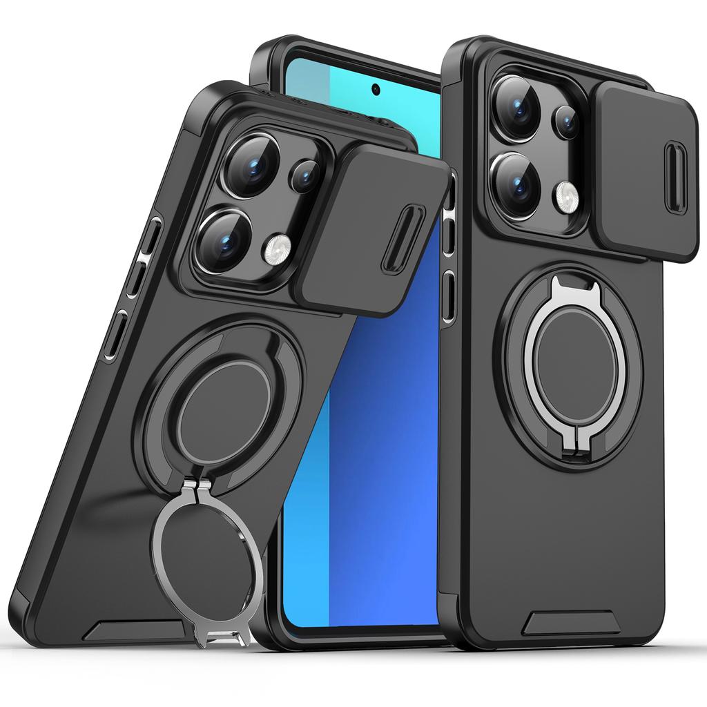 Shockproof Magnetic Case for Redmi Note 13 Pro 5G 4G  Slide Camera Lens Ring Stand Protect Cover for Redmi Note 13 Pro Plus Case