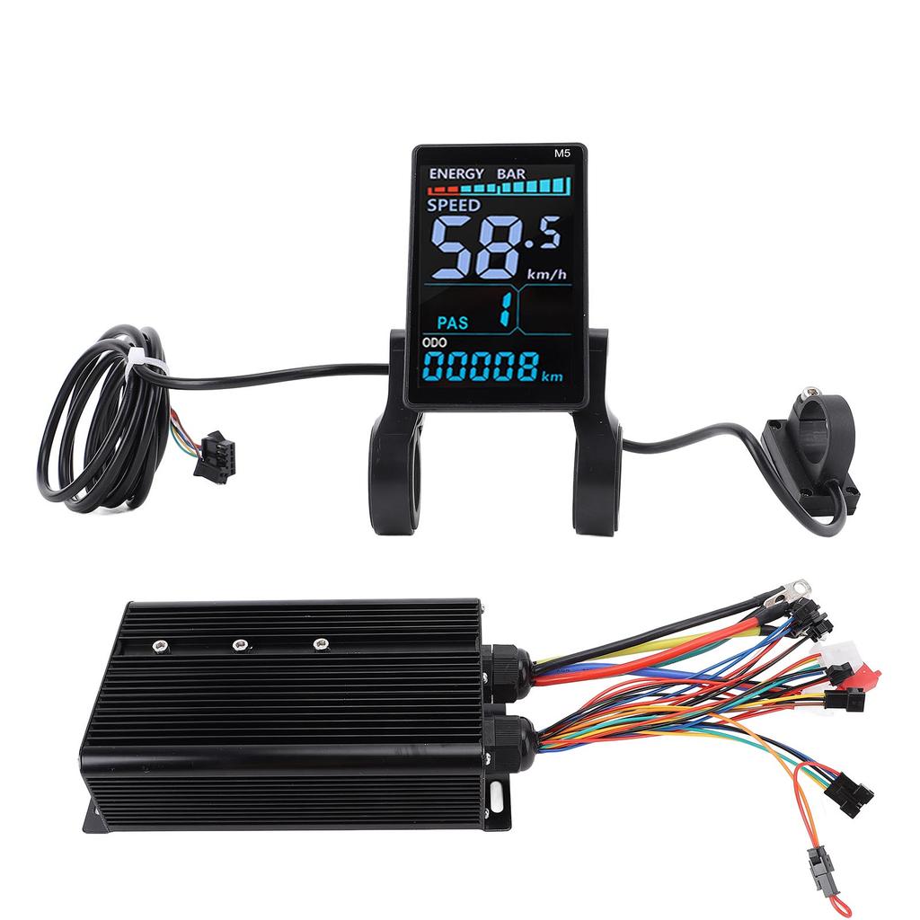 Electric Scooter Controller Kit Aluminum Alloy 72V 80A Sine Wave Controller M5 Color LCD Display for