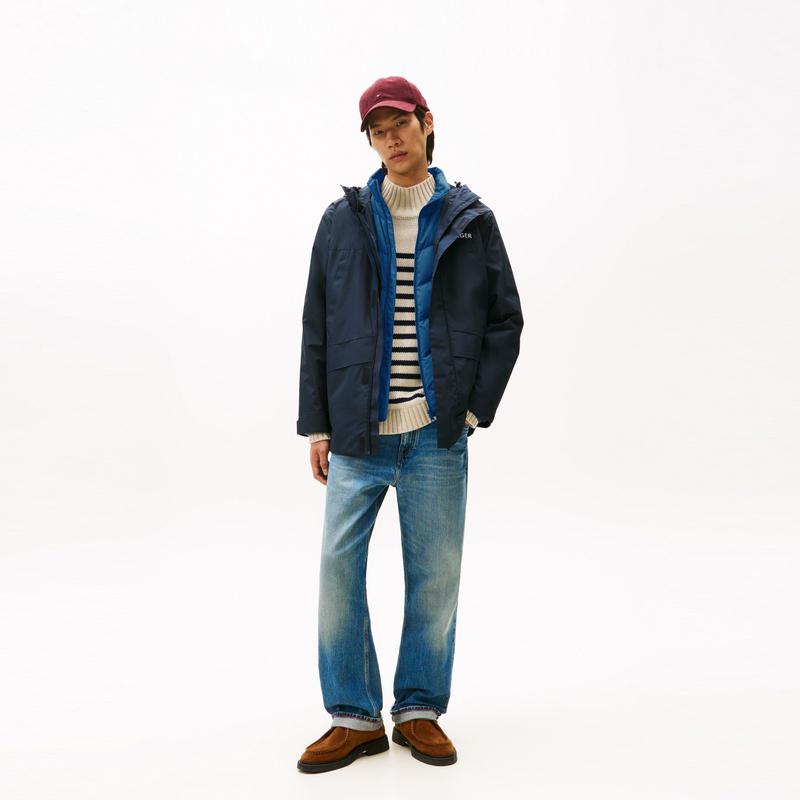 Tommy Hilfiger Water-Resistant Three-In-One Windbreaker 90 Goose Down Jacket With Breathable Hood Men jackets MW0MW40164