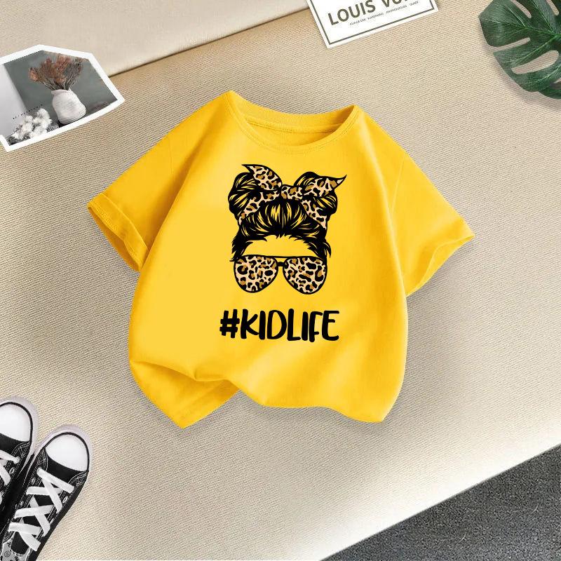 Унисекс летняя хлопковая футболка для детей 2024 – Модная с коротким рукавом и круглым вырезом для мальчиков и девочек