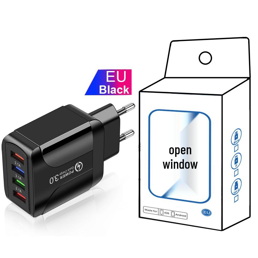 Цветное 4-портовое USB-зарядное устройство для путешествий 5 В / 2,4 А, быстрая зарядка, австралийский стандарт