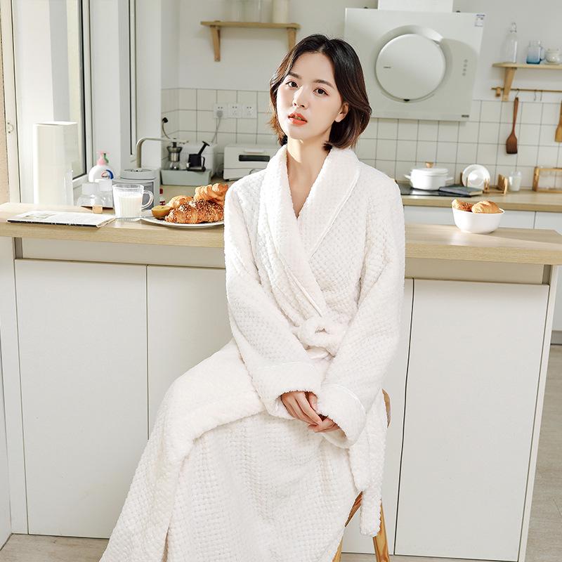 Очень пушистый двусторонний банный халат из кораллового флиса - Унисекс, Большого размера, Ультрадлинный и Плотный для Осени/Зимы