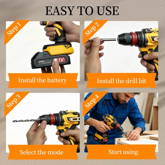 45Nm Brushless Cordless Drill Driver – Dual Drill Set with 4 Lithium Batteries, LED Light and Complete Carrying Case