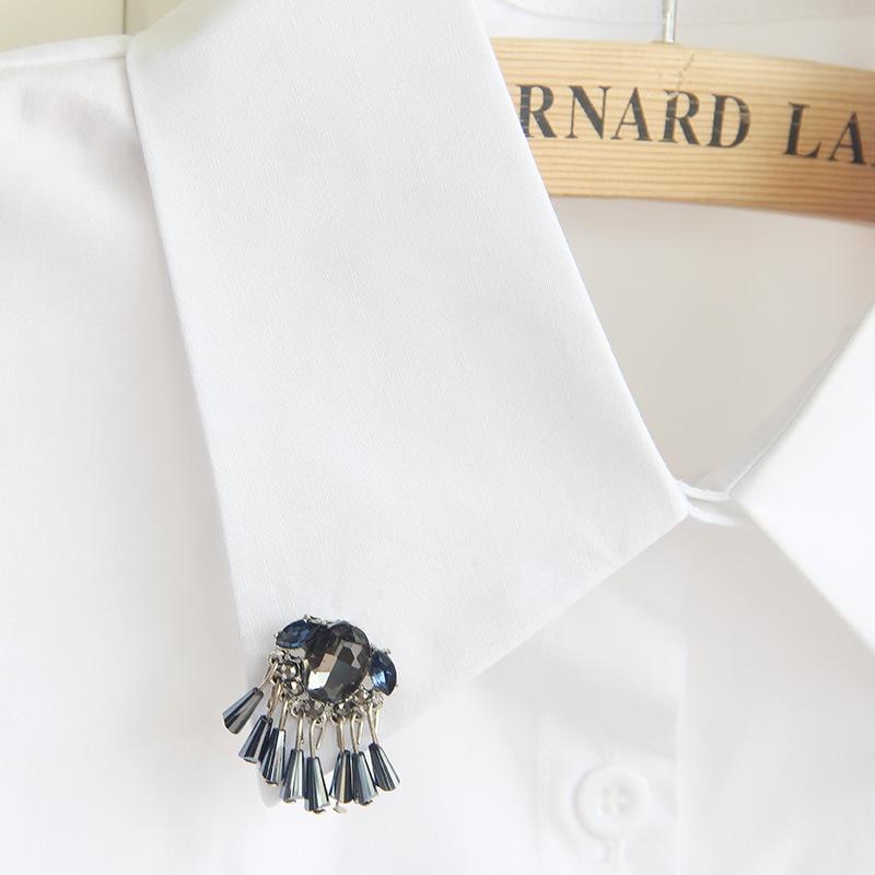 Cotton Fake Collar Shirt Women, Rhinestone Beads Square Collar Fake Collar Shirt Collar Sweater Decorative Collar