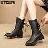 Женские ботинки с толстым каблуком, подошва средней высоты, нескользящая подошва с мягкой поверхностью, осенние и зимние ботинки с подошвой средней высоты