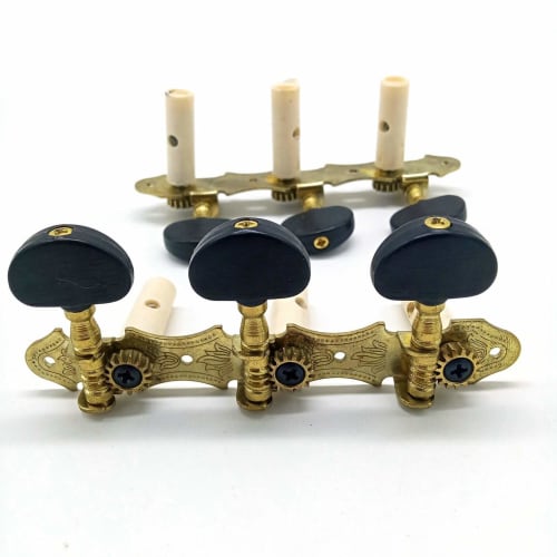 Oikabio Left and Right Classical Guitar String Tuning Pegs Machine Head Tuner Key 3L Professional Guitar Accessories, Black