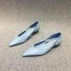 Fashion Blue Pointed Toe Shoes for Woman 2024 Yellow Women's Summer Footwear Low Heel Elegant Moccasins Office White E Chic Point Trend
