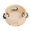 8 Inch Hand Tambourine with Metal Single Row Jingles Sheepskin Drum Skin Wooden Tambourines Entertainment Musical