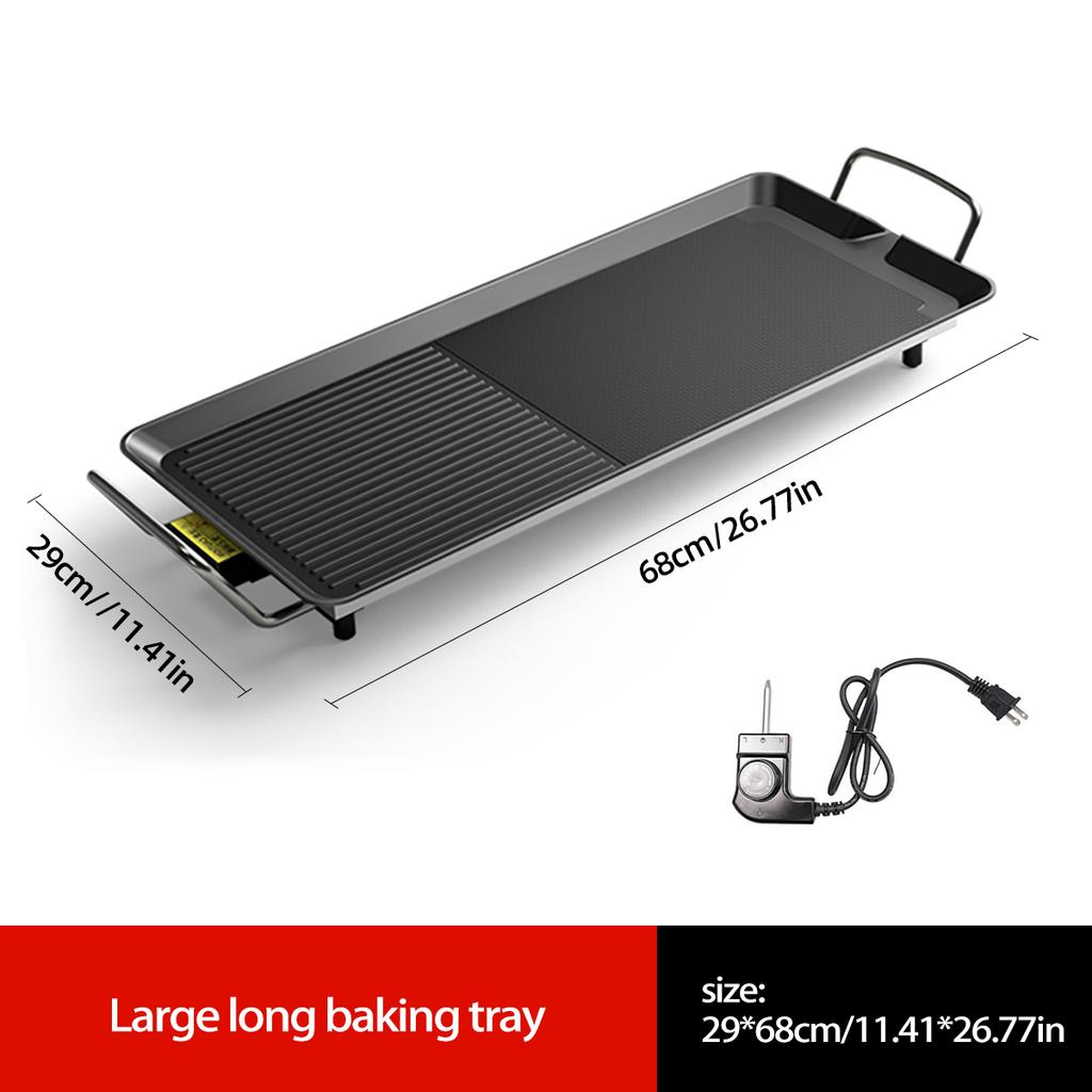 Электрический гриль Aoran с антипригарным покрытием, бездымный гриль, регулируемая температура на 5 уровнях, бытовой электрический гриль для приготовления пищи